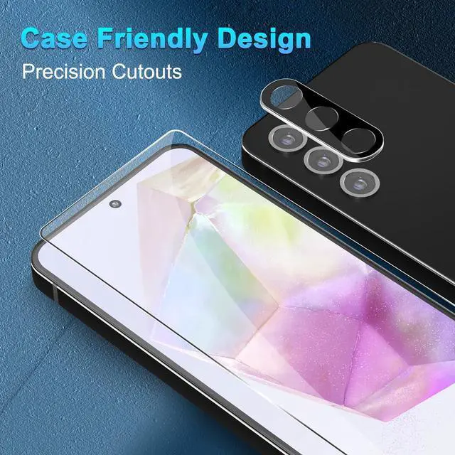 Alt view image 4 of 7 - BONAEVER [3+3 Pack] Glass Screen Protector for Samsung Galaxy A35 with Camera Lens Protector, 3D Curved, 6.6 inch 2024 9H Tempered Glass for Galaxy A35 Glass Screen Protector