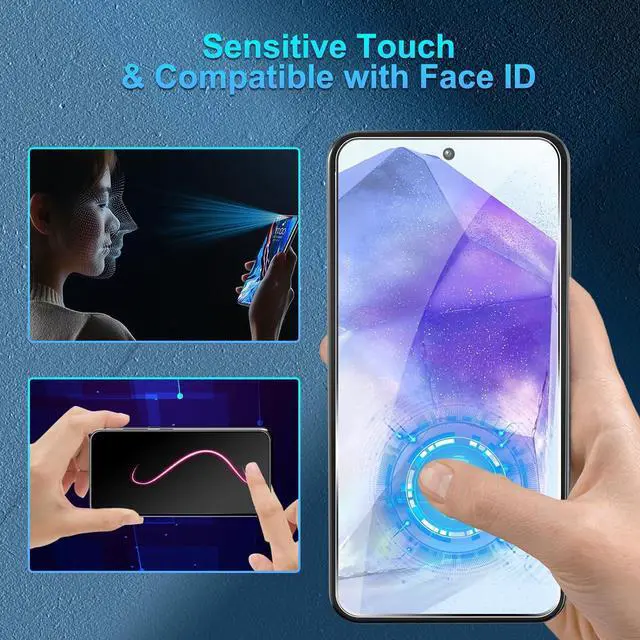 Alt view image 7 of 7 - BONAEVER [3+3 Pack] Glass Screen Protector for Samsung Galaxy A55 with Camera Lens Protector, 3D Curved, 6.6 inch 2024 9H Tempered Glass for Galaxy A55 Glass Screen Protector
