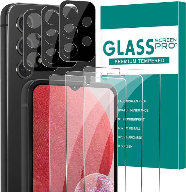 Main image of BONAEVER [3+3 Pack] Glass Screen Protector for Samsung Galaxy A13 with Camera Lens Protector, 3D Curved, 6.5 inch 9H Tempered Glass for Galaxy A13 Glass Screen Protector