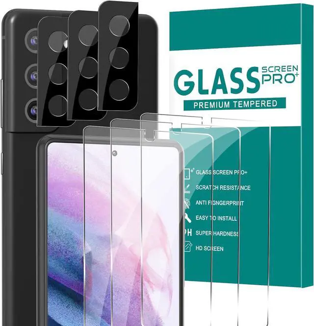 Main image of BONAEVER [3+3 Pack] Glass Screen Protector for Samsung Galaxy S21 with Camera Lens Protector, 3D Curved, 6.2 inch 9H Tempered Glass for Samsung Galaxy S21 5G Glass Screen Protector