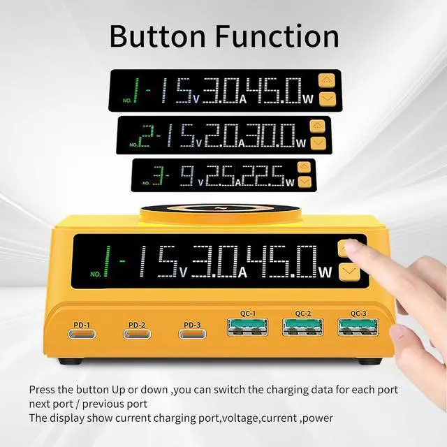 Alt view image 3 of 7 - BONAEVER USB C Charging Station for Multiple Devices,110W 6-Ports GaN Chargers Block,Magnetic Wireless Multi Charging Station Dock for iPod, iPhone, iPad, MacBook,Laptop,Samsung,Tablet, Android