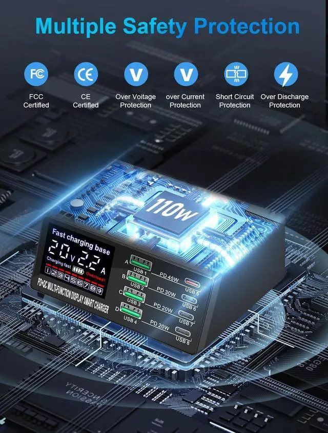Alt view image 5 of 7 - BONAEVER Multi Charging Station, 110W 8Port Usb Charging Station, Multiple Usb Charger Station, Charging Station for Multiple Devices, Multi Usb Charging Station, Chargers for Multiple Devices