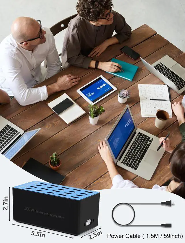 Alt view image 6 of 7 - BONAEVER Charging Station, 100W20Port USB Charging Station, Multiple USB Charger Station, Charging Station for Multiple Devices, Multi USB Charging Station, Chargers for Multiple Devices