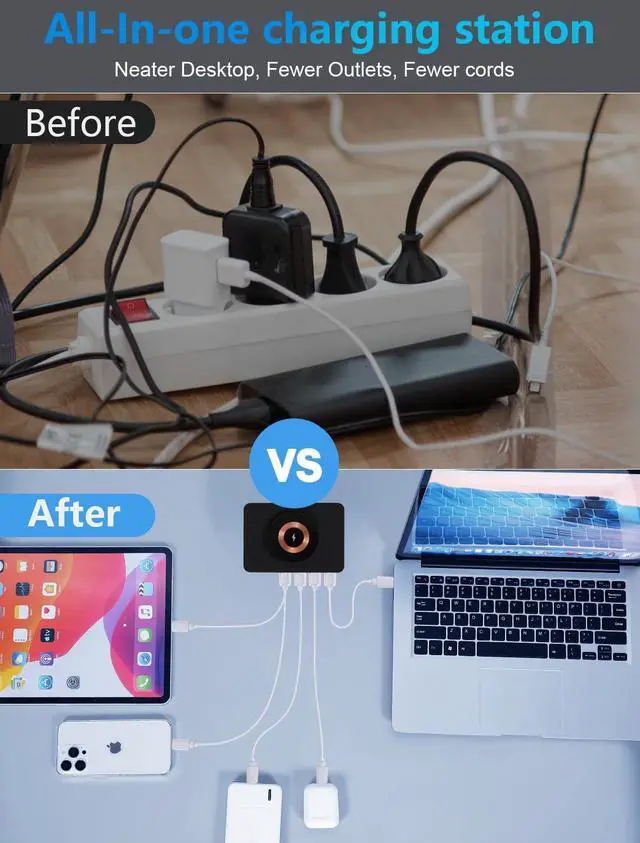 Alt view image 4 of 7 - BONAEVER 100W 8-Port Multiple USB Charger Station,Fast Charging Station for Multi Devices with Smart Port & Safety Protection,USB Charging Station Compatible with Phones, Tablets, Laptops