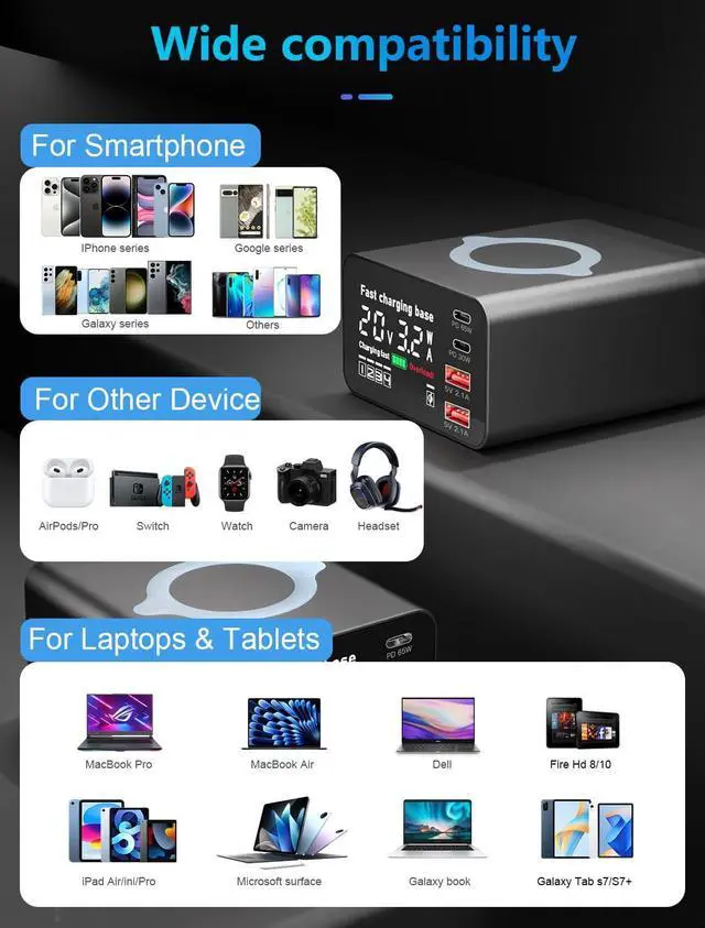 Alt view image 3 of 7 - BONAEVER Multi Charging Station, 110W 4Port Usb Charging Station, Multiple Usb Charger Station, Charging Station for Multiple Devices, Multi Usb Charging Station, Chargers for Multiple Devices