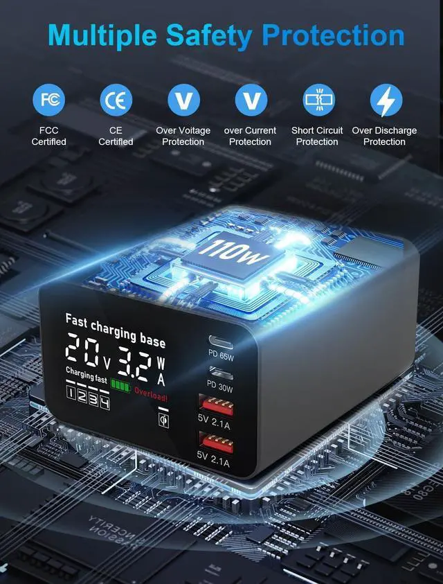 Alt view image 2 of 7 - BONAEVER Multi Charging Station, 110W 4Port Usb Charging Station, Multiple Usb Charger Station, Charging Station for Multiple Devices, Multi Usb Charging Station, Chargers for Multiple Devices