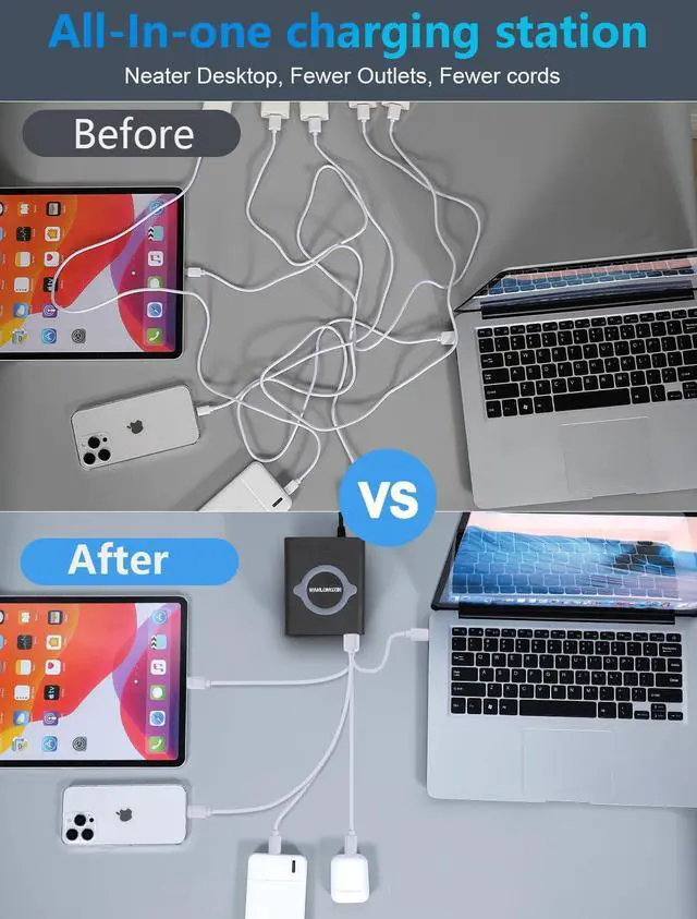 Alt view image 6 of 7 - BONAEVER Multi Charging Station, 110W 4Port Usb Charging Station, Multiple Usb Charger Station, Charging Station for Multiple Devices, Multi Usb Charging Station, Chargers for Multiple Devices