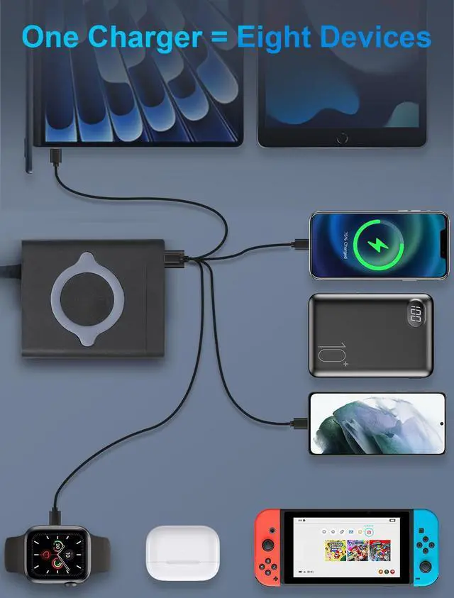 Alt view image 7 of 7 - BONAEVER Multi Charging Station, 110W 4Port Usb Charging Station, Multiple Usb Charger Station, Charging Station for Multiple Devices, Multi Usb Charging Station, Chargers for Multiple Devices