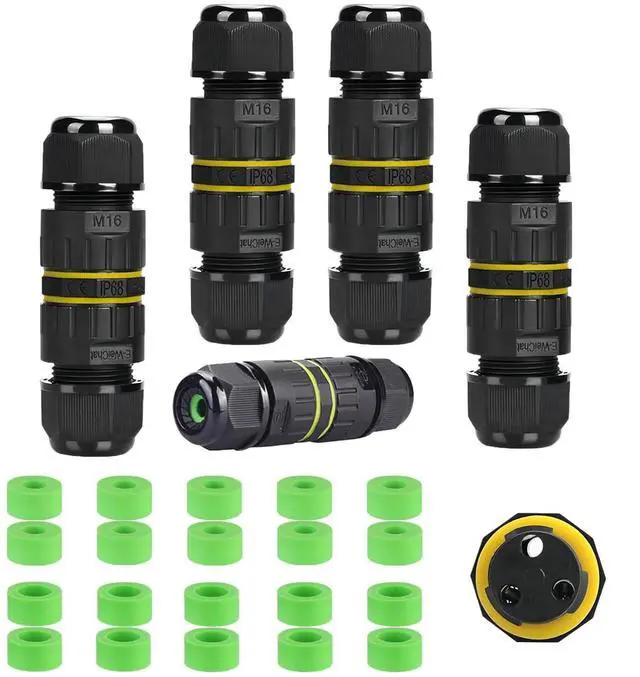 Main image of BONAEVER Waterproof Electrical connectors,Junction Box m16 2 pin Waterproof Connector 3.5-10mm,Waterproof Outdoor Electrical Extension Cord Repair kit 5 Pack