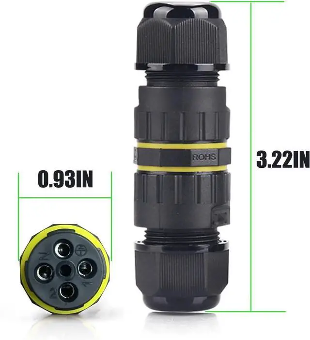 Alt view image 7 of 7 - BONAEVER IP68 Waterproof 2 Way 4 Pin Junction Box Electrical Cable Connector,5 Pack 24A 400V M20 Wire Range (5-9mm) for Outdoor Rapid Maintenance Expansion and Extension of Cable Connectors
