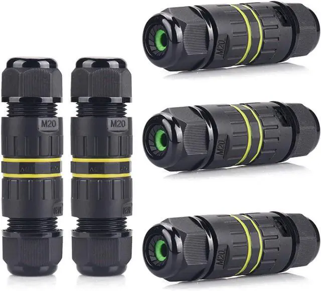 Main image of BONAEVER IP68 Waterproof 2 Way 4 Pin Junction Box Electrical Cable Connector,5 Pack 24A 400V M20 Wire Range (5-9mm) for Outdoor Rapid Maintenance Expansion and Extension of Cable Connectors