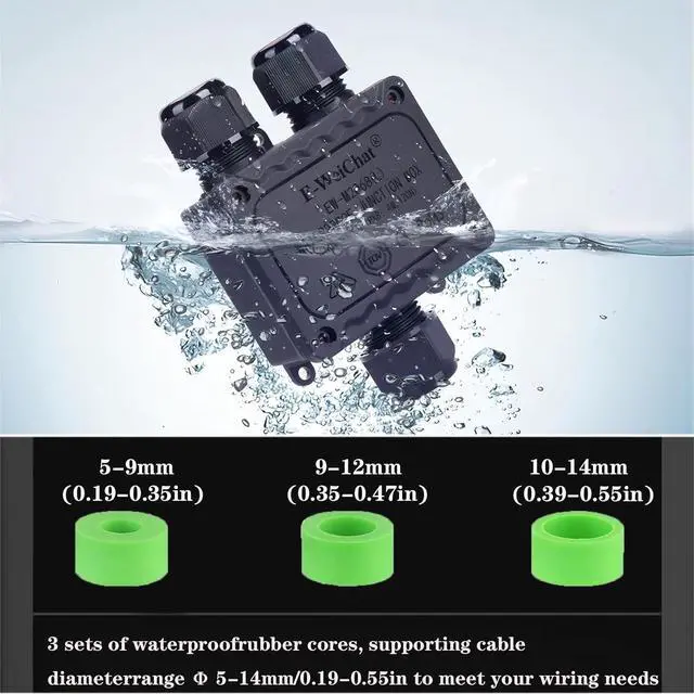 Alt view image 4 of 7 - BONAEVER Outdoor Junction Box,ip68 Waterproof Junction Box,3-Way Y Outdoor Junction Box Waterproof,Underground Electrical Junction Box,Waterproof Junction Box Outdoor 5-12mm Electrical Junction Box