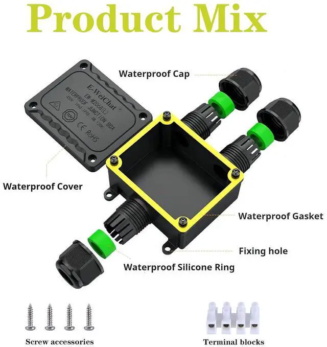Alt view image 2 of 7 - BONAEVER Outdoor Junction Box,ip68 Waterproof Junction Box,3-Way Y Outdoor Junction Box Waterproof,Underground Electrical Junction Box,Waterproof Junction Box Outdoor 5-12mm Electrical Junction Box