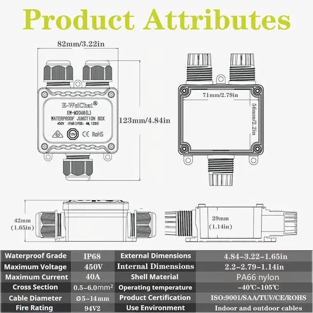 Alt view image 3 of 7 - BONAEVER Outdoor Junction Box,ip68 Waterproof Junction Box,3-Way Y Outdoor Junction Box Waterproof,Underground Electrical Junction Box,Waterproof Junction Box Outdoor 5-12mm Electrical Junction Box