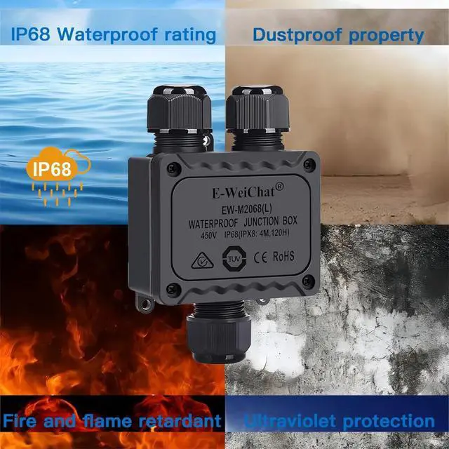 Alt view image 6 of 7 - BONAEVER Outdoor Junction Box,ip68 Waterproof Junction Box,3-Way Y Outdoor Junction Box Waterproof,Underground Electrical Junction Box,Waterproof Junction Box Outdoor 5-12mm Electrical Junction Box