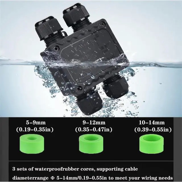 Alt view image 2 of 7 - BONAEVER Outdoor Junction Box,ip68 Waterproof Junction Box,4-Way H Outdoor Junction Box Waterproof,Underground Electrical Junction Box,Waterproof Junction Box Outdoor 5-12mm Electrical Junction Box