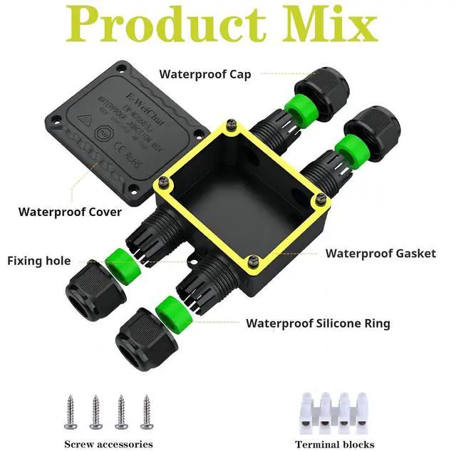 Alt view image 3 of 7 - BONAEVER Outdoor Junction Box,ip68 Waterproof Junction Box,4-Way H Outdoor Junction Box Waterproof,Underground Electrical Junction Box,Waterproof Junction Box Outdoor 5-12mm Electrical Junction Box