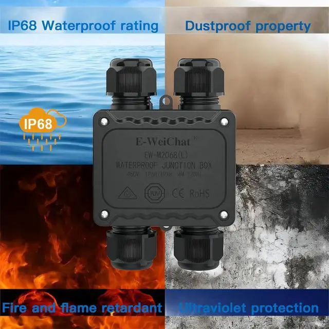 Alt view image 4 of 7 - BONAEVER Outdoor Junction Box,ip68 Waterproof Junction Box,4-Way H Outdoor Junction Box Waterproof,Underground Electrical Junction Box,Waterproof Junction Box Outdoor 5-12mm Electrical Junction Box