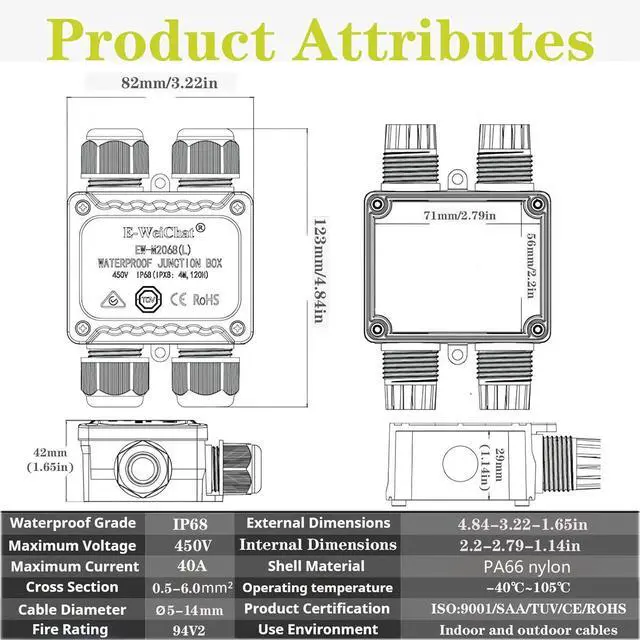 Alt view image 6 of 7 - BONAEVER Outdoor Junction Box,ip68 Waterproof Junction Box,4-Way H Outdoor Junction Box Waterproof,Underground Electrical Junction Box,Waterproof Junction Box Outdoor 5-12mm Electrical Junction Box