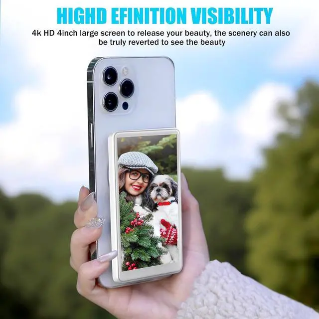 Alt view image 4 of 7 - BONAEVER Phone Vlog Selfie Monitor Screen, Magnetic Mount, 1080P Wireless Recording, Using Phone Rear Camera for Selfie Vlog, Live Streaming, TikTok, Compatible with iPhone Android