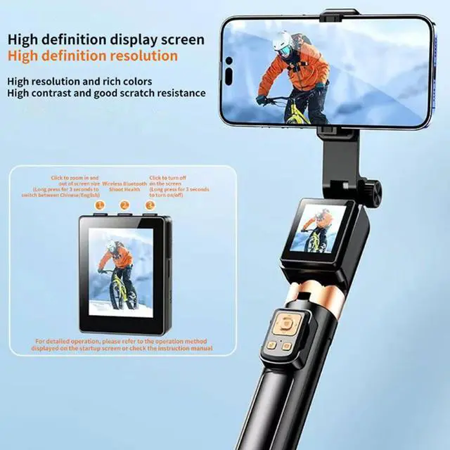 Alt view image 2 of 7 - BONAEVER Phone Tripod & Selfie Stick 2inch Screen, 12 to 67 inch Extendable Selfie Stick with BT Remote, 360°Rotation Adjustable, WiFi Vlog Selfie Stick for Live Streaming Video Recording
