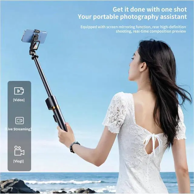 Alt view image 4 of 7 - BONAEVER Phone Tripod & Selfie Stick 2inch Screen, 12 to 67 inch Extendable Selfie Stick with BT Remote, 360°Rotation Adjustable, WiFi Vlog Selfie Stick for Live Streaming Video Recording