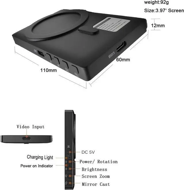 Alt view image 5 of 7 - BONAEVER Magnetic Phone Vlog Selfie Monitor Screen, Phone Rear Camera with 3 Levels Brightness, 3.97 inch HD Display for Vlog Live Stream TikTok
