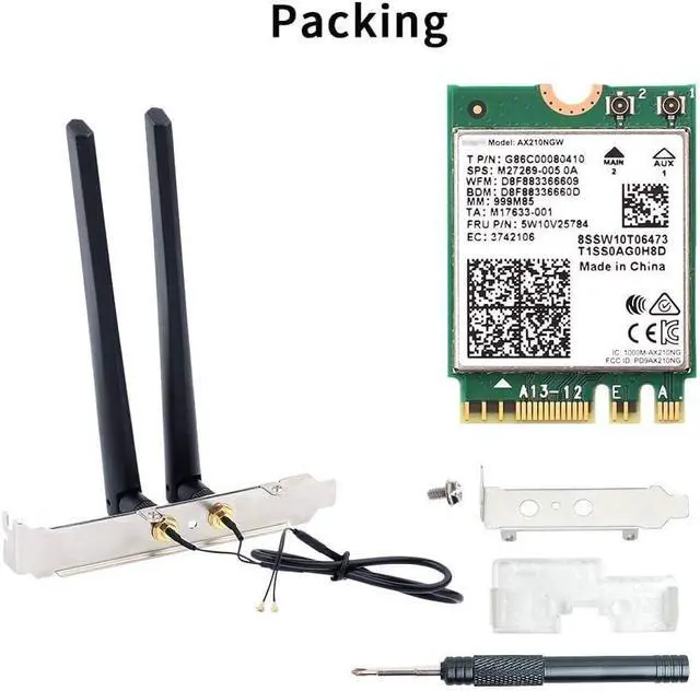 Main image of BONAEVER AX210 WiFi 6E WiFi Card M.2 NGFF Mini Desktop kit Adapter 6GHz BT5.2 Wireless 802.11ax 5400Mbps 2.4Ghz 5Ghz Support OFDMA MU-MIMO AX210NGW Gigabit Network Card
