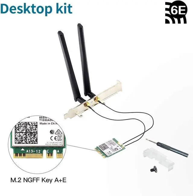 Alt view image 4 of 6 - BONAEVER AX210 WiFi 6E WiFi Card M.2 NGFF Mini Desktop kit Adapter 6GHz BT5.2 Wireless 802.11ax 5400Mbps 2.4Ghz 5Ghz Support OFDMA MU-MIMO AX210NGW Gigabit Network Card