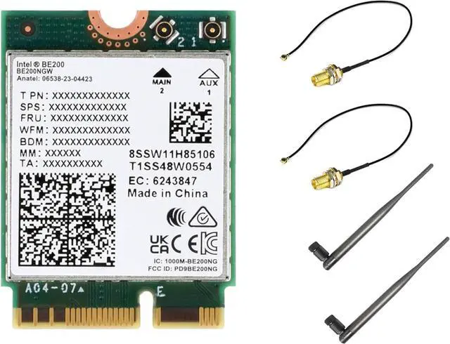 Main image of BONAEVER WiFi 7 Wireless Card Wireless BE200 NIC Gigabit Tri-Band Wi-Fi 7 2.4G/5G/6GHz 5800Mbps M.2/NGFF, IEEE 802.11a/b/g/n/ac/be/ax Standard, Bluetooth 5.4, Support Linux, Windows 10/11, etc.