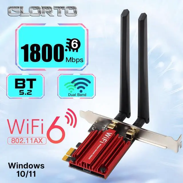 Alt view image 4 of 6 - BONAEVER WiFi 6 PCIe WiFi Card with BT 5.2, AX1800 Wireless Network Adapter for Desktop PC, 2.4GHz/5GHz Dual Band, Up to 1800Mbps, with Antenna and Low Profile Bracket, Supports Win 11/10 (64 bit)