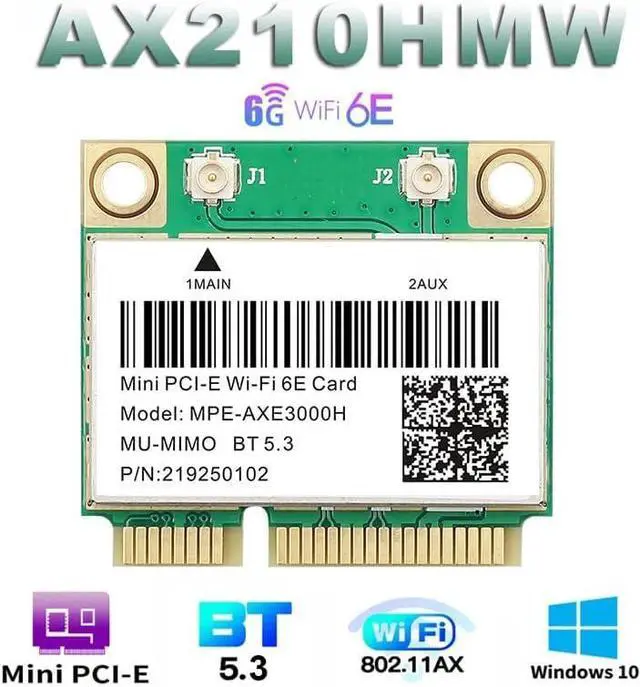 Alt view image 4 of 6 - BONAEVER WiFi 6E 3000Mbps Bluetooth 5.2 AX210HMW MPE-AXE3000H for Intel AX210 Wireless Mini PCI-E WiFi Card 802.11ax/ac 2.4G/5Ghz Adapter Than AX200