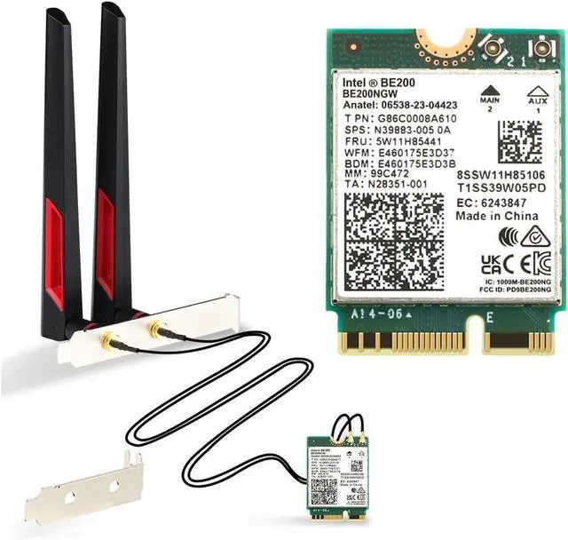 Main image of BONAEVER BE200 Bluetooth 5.4 Wi-Fi 7 Card BE200NGW Desktop Kit 2.4/5/6 GHz 802.11BE 8774Mbps Wrieless Adapter for Windows 11 Desktop PC with Antennas Not Support AMD Motherboards