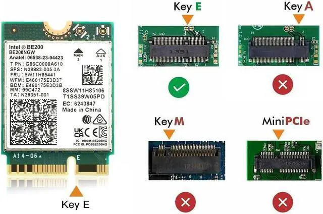 Alt view image 2 of 7 - BONAEVER BE200 Bluetooth 5.4 Wi-Fi 7 Card BE200NGW Desktop Kit 2.4/5/6 GHz 802.11BE 8774Mbps Wrieless Adapter for Windows 11 Desktop PC with Antennas Not Support AMD Motherboards