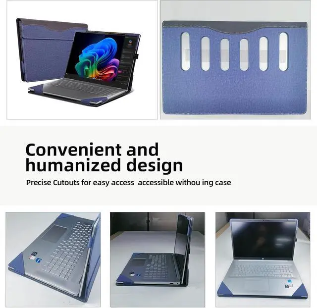 Alt view image 6 of 7 - BONAEVER Laptop Case Cover for Lenovo Yoga 7i 2-in-1 16" 10th Gen / Yoga 7 2-in-1 16" 16ILL10 16AKP10 Detachable Notebook Sleeve Computer Bag PU Accessories with Heat Dissipation Hole Blue