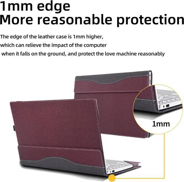 Alt view image 4 of 7 - BONAEVER Laptop Case Cover for Lenovo Yoga 7i 2-in-1 16" 10th Gen / Yoga 7 2-in-1 16" 16ILL10 16AKP10 Detachable Notebook Sleeve Computer Bag PU Accessories with Heat Dissipation Hole Wine Red