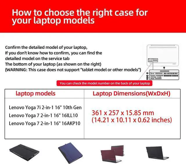 Alt view image 2 of 7 - BONAEVER Laptop Case Cover for Lenovo Yoga 7i 2-in-1 16" 10th Gen / Yoga 7 2-in-1 16" 16ILL10 16AKP10 Detachable Notebook Sleeve Computer Bag PU Accessories with Heat Dissipation Hole Wine Red