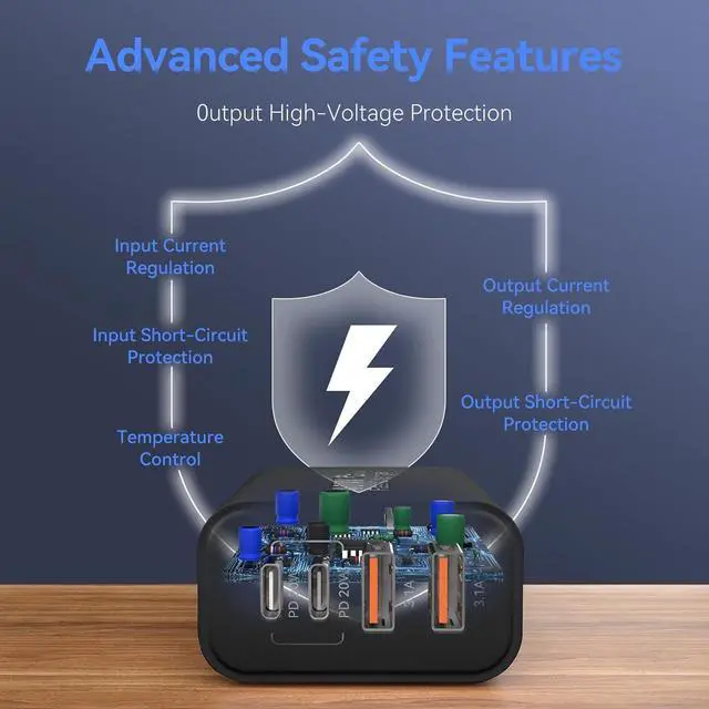 Alt view image 7 of 7 - 2 Pack USB C Wall Fast Charger Block, 40W 4-Port Type C Charger Fast Charging Blocks PD Power Charger Adapter+QC 3.0 USB Multiport Charger Brick for iPhone 16/15/14/13/12 Pro Max, iPad, Galaxy S25 S24