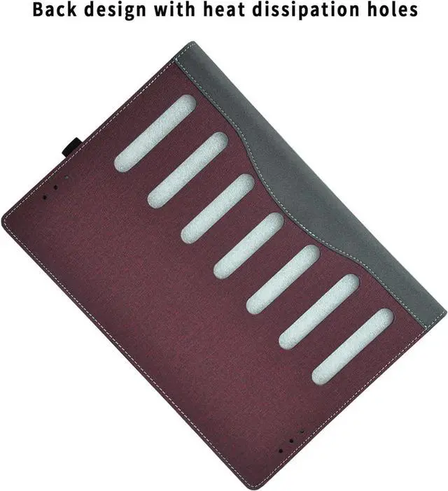 Alt view image 5 of 7 - BONAEVER 16 inch Laptop Cover Case for Lenovo Yoga 7 2-in-1 16AHP9 /16IML9 & Yoga Slim 7 Pro 16ACH6 16ARH7 16IAH7,PU Leather Protective Shell Detachable Laptop Bag Accessory Wine Red