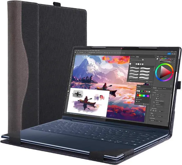 Main image of BONAEVER Laptop Case Cover for 14 inch Lenovo Yoga 9 2-in-1 14ILL10 / 14IMH9 & Yoga 9i 2-in-1 Gen 9 & Yoga Slim 9i Gen 10,PU Leather Notebook PC Protective Sleeve with Pen Holder