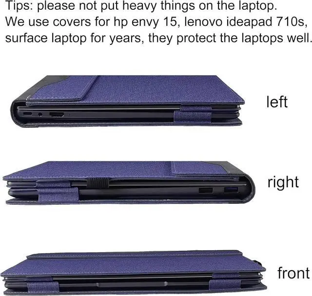 Alt view image 6 of 7 - BONAEVER Laptop Case Cover for 14 inch Lenovo Yoga 9 2-in-1 14ILL10 / 14IMH9 & Yoga 9i 2-in-1 Gen 9 & Yoga Slim 9i Gen 10,PU Leather Notebook PC Protective Sleeve with Pen Holder Blue