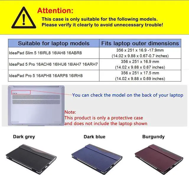 Alt view image 2 of 7 - BONAEVER Case Cover for 16-inch Lenovo IdeaPad Slim 5 16IRL8 16IAH8 16ABR8 & IdeaPad 5 Pro 16ACH6 16IHU6 16IAH7 16ARH7& IdeaPad Pro 5 16APH8 16ARP8 16IRH8 Laptop Sleeve,PU Leather Protective Bag