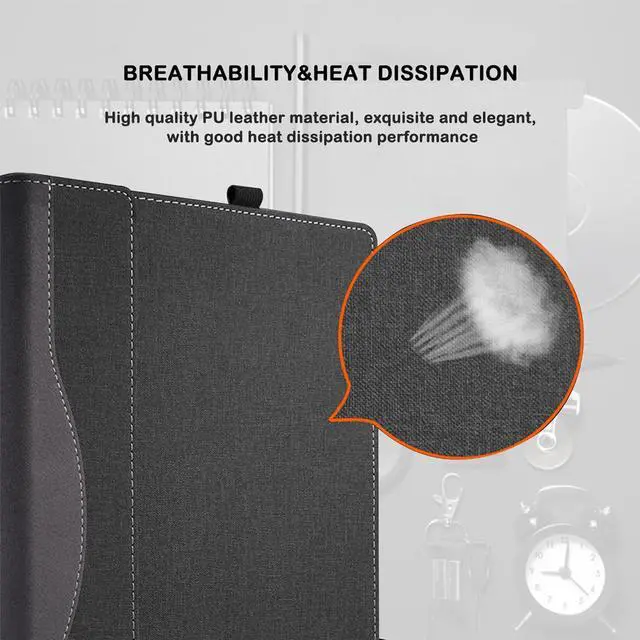Alt view image 5 of 7 - BONAEVER Case Cover for 14 inch 2-in-1 Laptop Lenovo Yoga 7i 7 14ARP8 14IRL8 14ARB7 14IAL7, PU Leather Bag Notebook Protective Shell Sleeve with Pen Holder