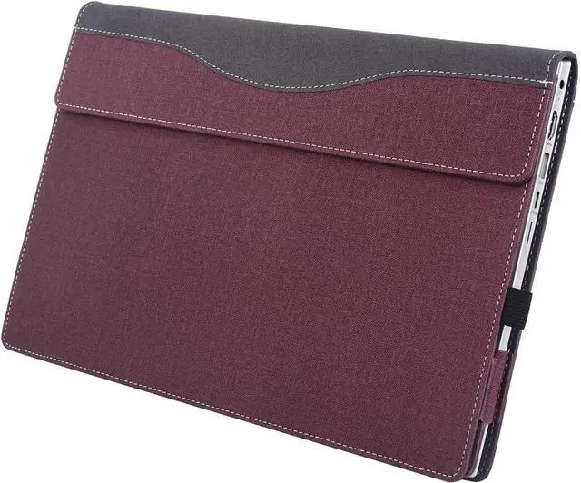 Alt view image 6 of 7 - BONAEVER Case Cover for 14 inch 2-in-1 Laptop Lenovo Yoga 7i 7 14ARP8 14IRL8 14ARB7 14IAL7, PU Leather Bag Notebook Protective Shell Sleeve with Pen Holder Wine Red