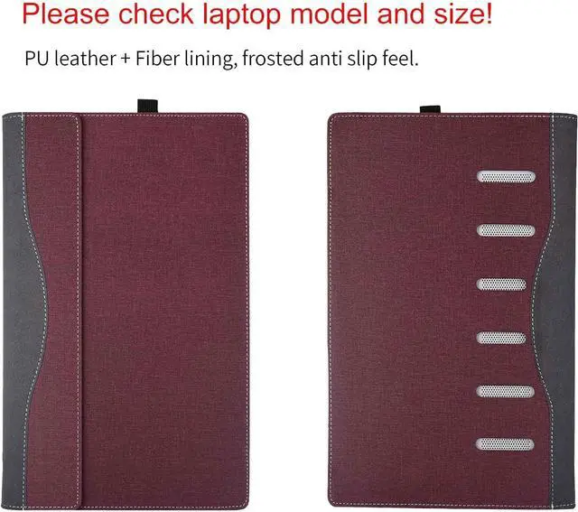 Alt view image 5 of 7 - BONAEVER Case Cover for 14 inch 2-in-1 Laptop Lenovo Yoga 7i 7 14ARP8 14IRL8 14ARB7 14IAL7, PU Leather Bag Notebook Protective Shell Sleeve with Pen Holder Wine Red