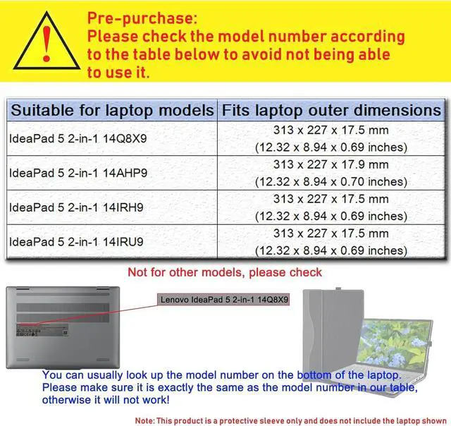 Alt view image 2 of 7 - BONAEVER Laptop Case Cover for 14 inch Lenovo IdeaPad 5 2-in-1 14Q8X9 14AHP9 14IRH9 14IRU9 Sleeve,PU Leather Protective Bag Notebook PC Accessories