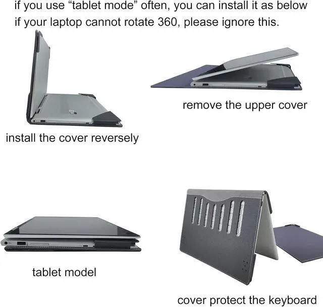Alt view image 7 of 7 - BONAEVER Laptop Case Cover for Lenovo 16" IdeaPad 5i 2-in-1 Gen 9 for IdeaPad 5 2-in-1 16IRU9 16AHP9 [Not fit Other Models] Detachable Notebook Sleeve Computer Bag PU with Heat Dissipation Hole