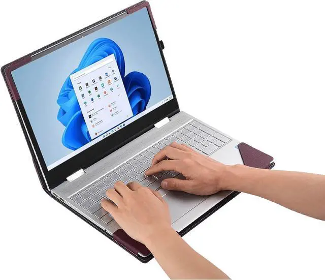 Alt view image 7 of 7 - BONAEVER Laptop Case Cover for 14 inch Lenovo ThinkBook 14 G8 IRL & G7 ARP/IML & G6 ABP/IRL & 2-in-1 G4 IML,PU Leather Notebook Sleeve PC Bag with Cooling Holes Wine Red