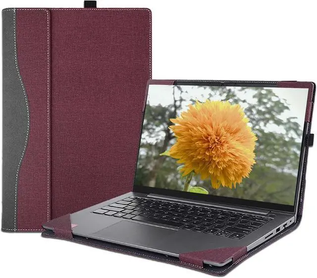 Main image of BONAEVER Laptop Case Cover for 14 inch Lenovo ThinkBook 14 G8 IRL & G7 ARP/IML & G6 ABP/IRL & 2-in-1 G4 IML,PU Leather Notebook Sleeve PC Bag with Cooling Holes Wine Red