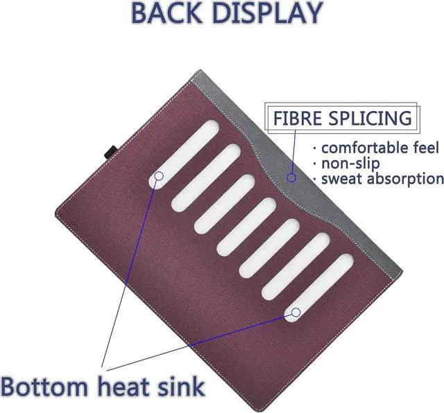 Alt view image 6 of 7 - BONAEVER Laptop Case Cover for 14 inch Lenovo ThinkBook 14 G8 IRL & G7 ARP/IML & G6 ABP/IRL & 2-in-1 G4 IML,PU Leather Notebook Sleeve PC Bag with Cooling Holes Wine Red